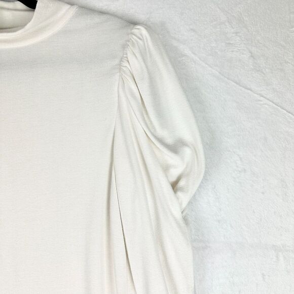 Rebecca Taylor Drape Sleeve Mock Neck Top Size Large White Modal - Picture 7 of 9